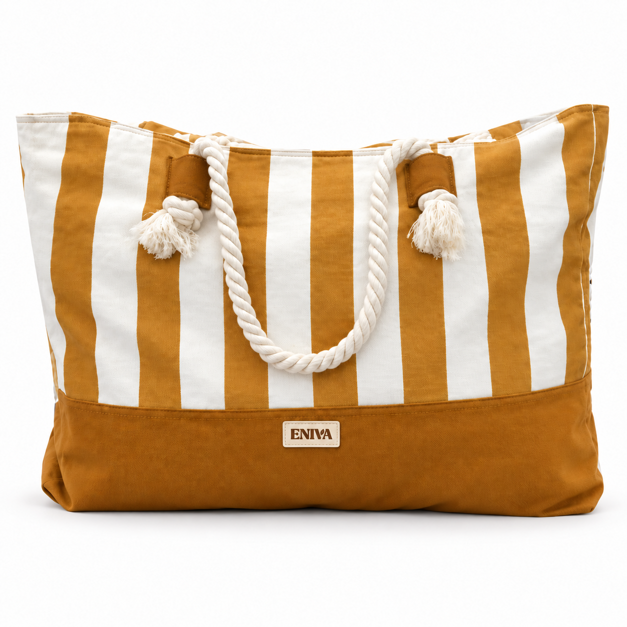 Bolso playero ENIVA · marrón y blanco