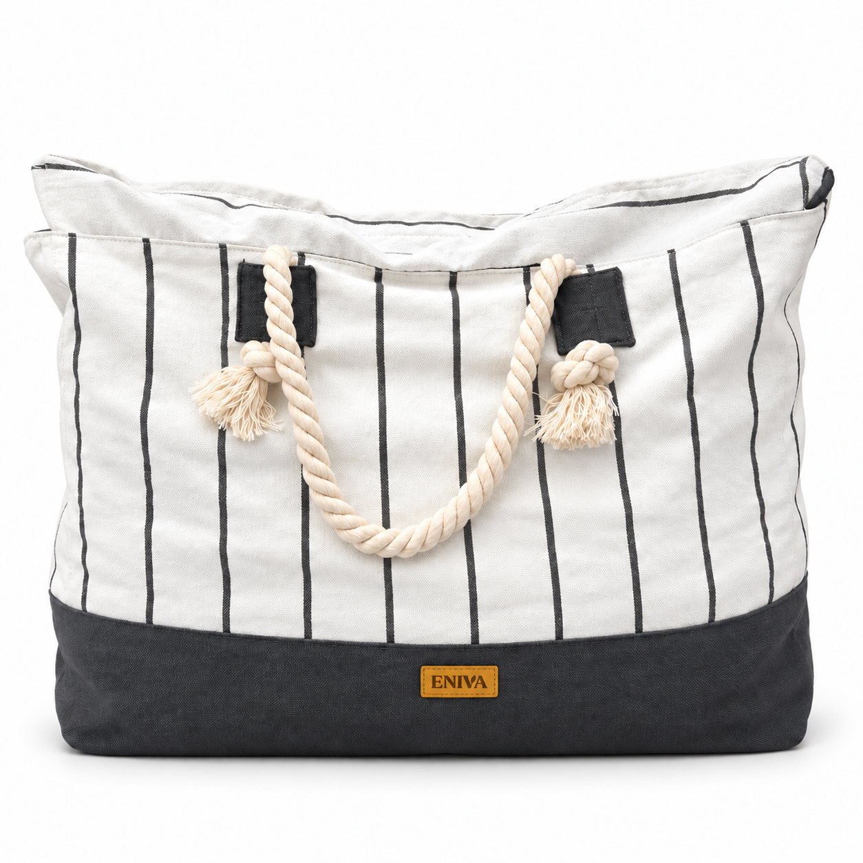 Bolso playero ENIVA · blanco y gris