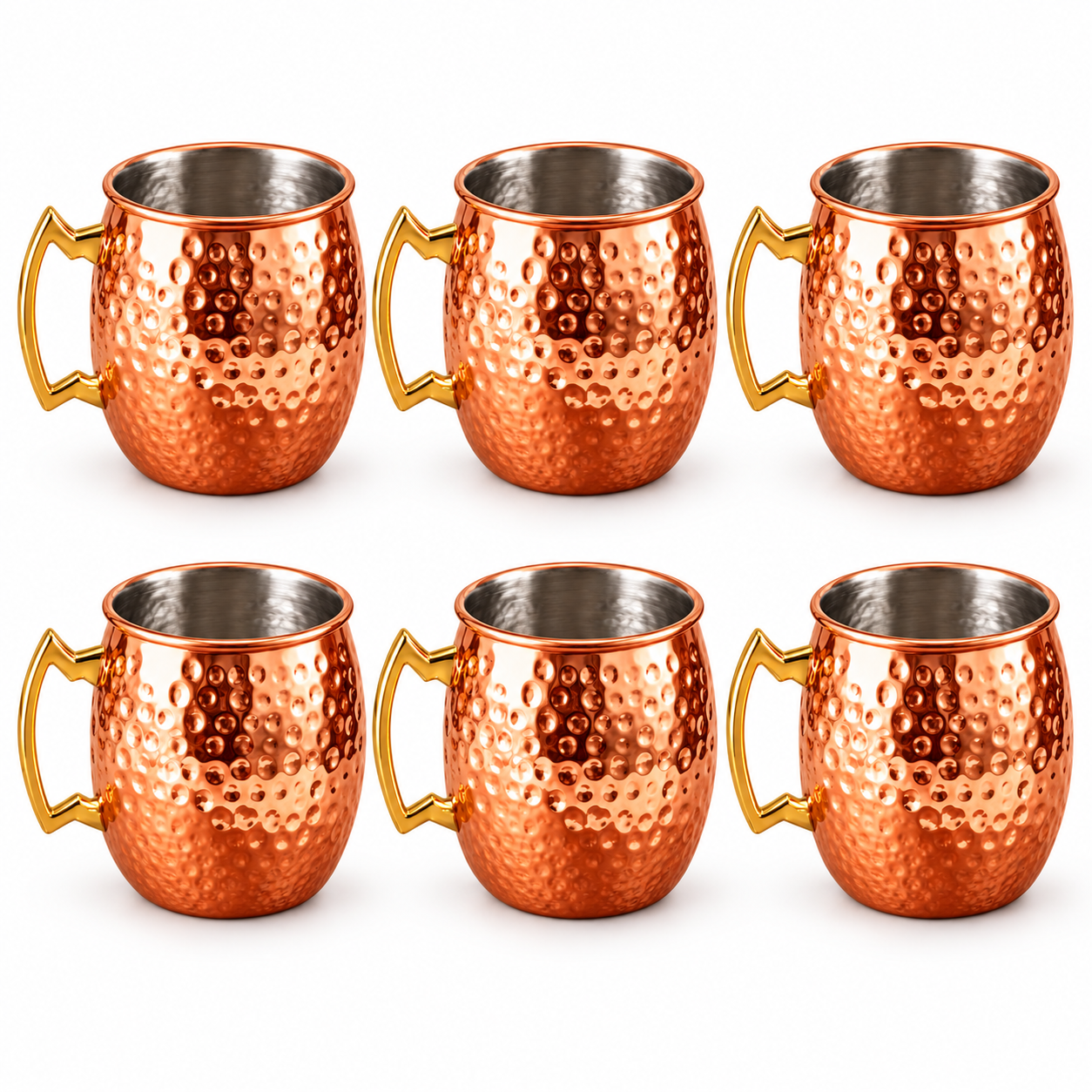 Set de 6 jarritos de acero · cobre