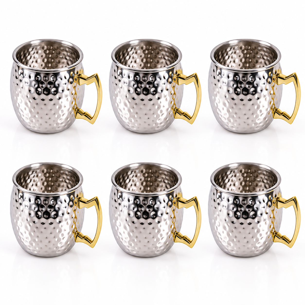 Set de 6 jarritos de acero · plata